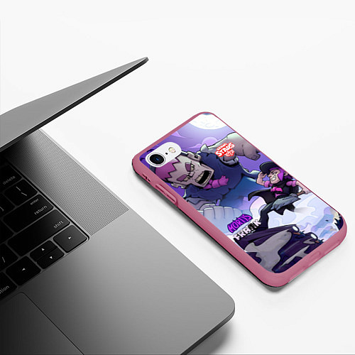 Чехол iPhone 7/8 матовый Brawl STARS MORTIS-FRANK / 3D-Малиновый – фото 3