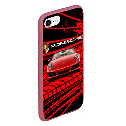 Чехол iPhone 7/8 матовый PORSCHE, цвет: 3D-малиновый — фото 2