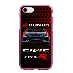 Чехол iPhone 7/8 матовый Honda Civic Type R, цвет: 3D-малиновый