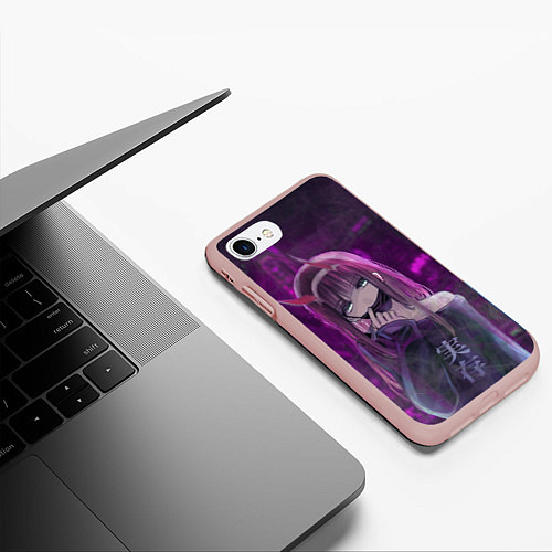 Чехол iPhone 7/8 матовый Zero Two in mask / 3D-Светло-розовый – фото 3