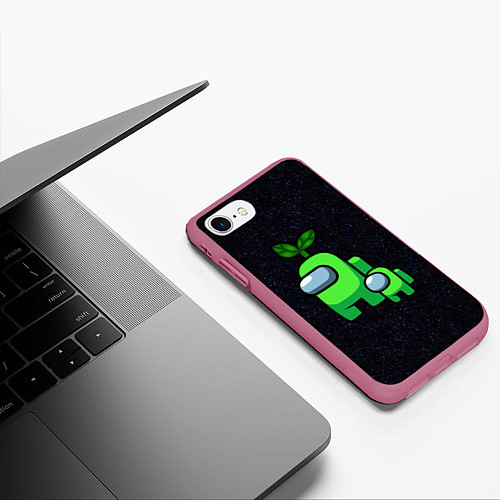 Чехол iPhone 7/8 матовый Among us Lime kid lime / 3D-Малиновый – фото 3