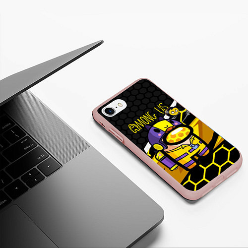 Чехол iPhone 7/8 матовый Among us пчела / 3D-Светло-розовый – фото 3