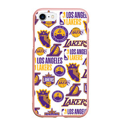 Чехол iPhone 7/8 матовый LAKERS LOGO, цвет: 3D-светло-розовый