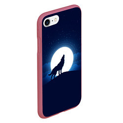 Чехол iPhone 7/8 матовый Воющий на луну, цвет: 3D-малиновый — фото 2