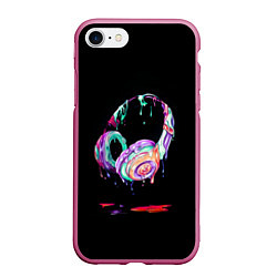 Чехол iPhone 7/8 матовый Потекшие наушники, цвет: 3D-малиновый