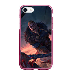 Чехол iPhone 7/8 матовый ASSASSINS CREED VALHALLA, цвет: 3D-малиновый