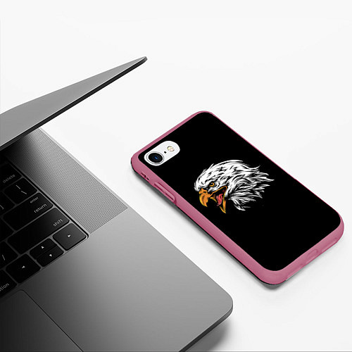 Чехол iPhone 7/8 матовый Орёл / 3D-Малиновый – фото 3