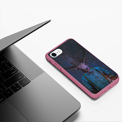 Чехол iPhone 7/8 матовый Космический олень, цвет: 3D-малиновый — фото 2