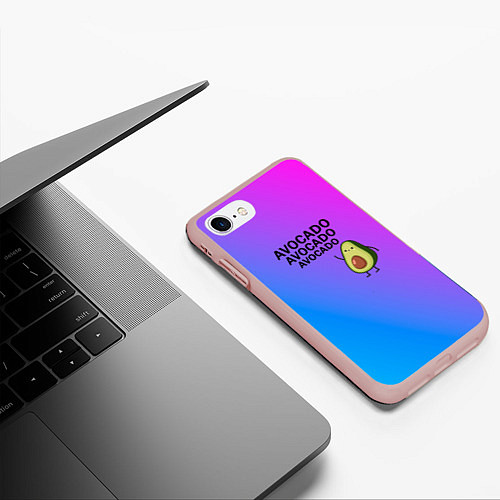 Чехол iPhone 7/8 матовый Авокадо / 3D-Светло-розовый – фото 3