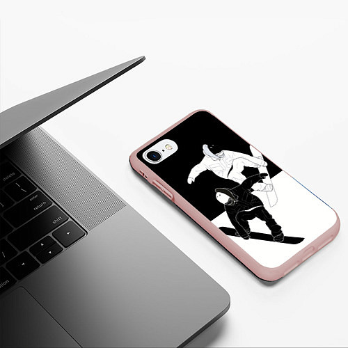 Чехол iPhone 7/8 матовый Сноубордисты / 3D-Светло-розовый – фото 3