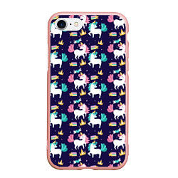 Чехол iPhone 7/8 матовый Unicorn pattern, цвет: 3D-светло-розовый