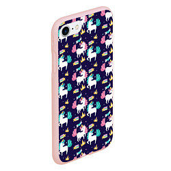 Чехол iPhone 7/8 матовый Unicorn pattern, цвет: 3D-светло-розовый — фото 2