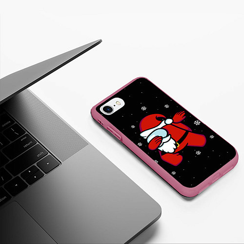 Чехол iPhone 7/8 матовый Santa Claus Among Us / 3D-Малиновый – фото 3