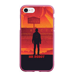 Чехол iPhone 7/8 матовый Mr Robot, цвет: 3D-малиновый