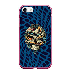 Чехол iPhone 7/8 матовый Snake&Skull, цвет: 3D-малиновый