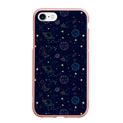 Чехол iPhone 7/8 матовый Далекий космос, цвет: 3D-светло-розовый