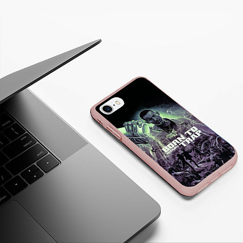 Чехол iPhone 7/8 матовый KIZARU BORN TO TRAP / 3D-Светло-розовый – фото 3