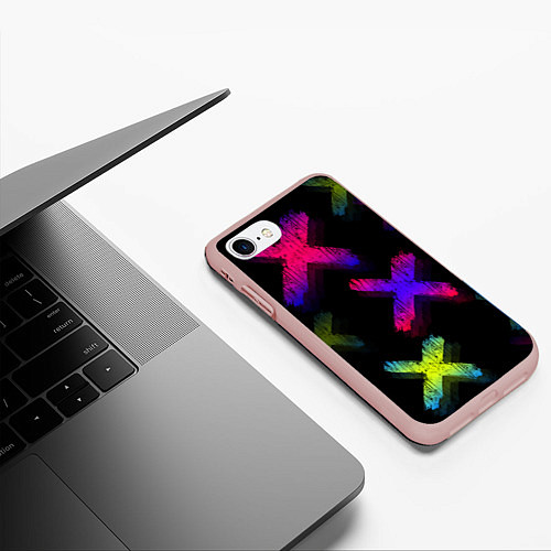 Чехол iPhone 7/8 матовый Крестики / 3D-Светло-розовый – фото 3