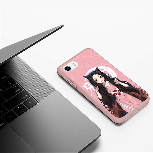 Чехол iPhone 7/8 матовый Nezuko / 3D-Светло-розовый – фото 3