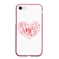 Чехол iPhone 7/8 матовый Сердце для любимой, цвет: 3D-малиновый