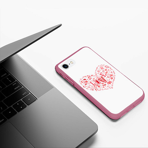 Чехол iPhone 7/8 матовый Сердце для любимой / 3D-Малиновый – фото 3