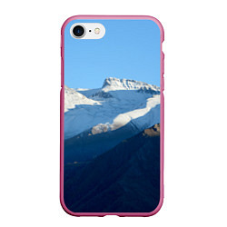 Чехол iPhone 7/8 матовый Снежные горы, цвет: 3D-малиновый