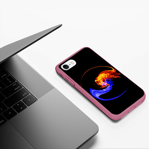 Чехол iPhone 7/8 матовый Две стихии / 3D-Малиновый – фото 3