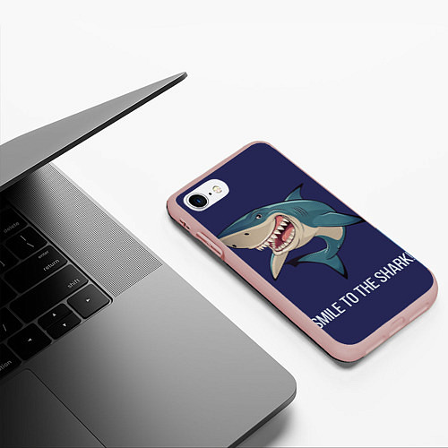 Чехол iPhone 7/8 матовый Улыбнись акуле / 3D-Светло-розовый – фото 3