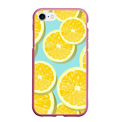 Чехол iPhone 7/8 матовый Лимончики, цвет: 3D-малиновый