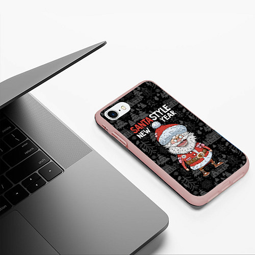 Чехол iPhone 7/8 матовый Santa style / 3D-Светло-розовый – фото 3