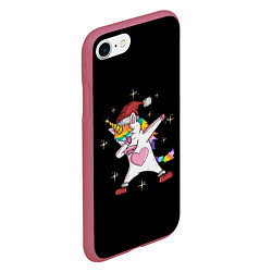 Чехол iPhone 7/8 матовый Unicorn Dab, цвет: 3D-малиновый — фото 2