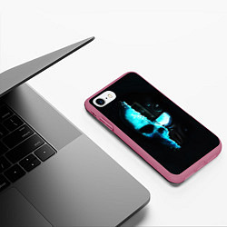 Чехол iPhone 7/8 матовый Череп Робот, цвет: 3D-малиновый — фото 2