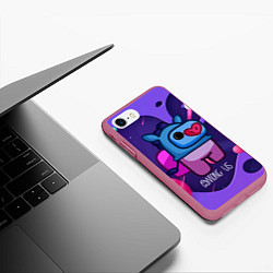 Чехол iPhone 7/8 матовый Among Us x Fortnite, цвет: 3D-малиновый — фото 2