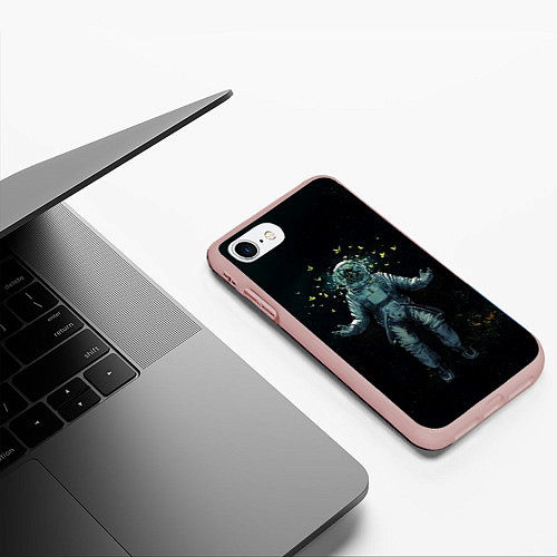 Чехол iPhone 7/8 матовый Космонавт / 3D-Светло-розовый – фото 3