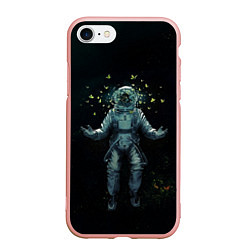 Чехол iPhone 7/8 матовый Космонавт, цвет: 3D-светло-розовый
