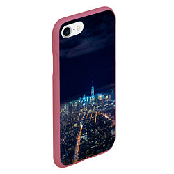 Чехол iPhone 7/8 матовый Ночной город, цвет: 3D-малиновый — фото 2