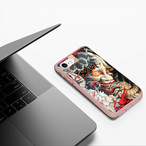 Чехол iPhone 7/8 матовый Самурай / 3D-Светло-розовый – фото 3