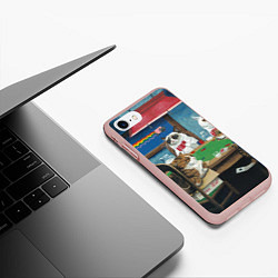 Чехол iPhone 7/8 матовый Коты играют в покер, цвет: 3D-светло-розовый — фото 2