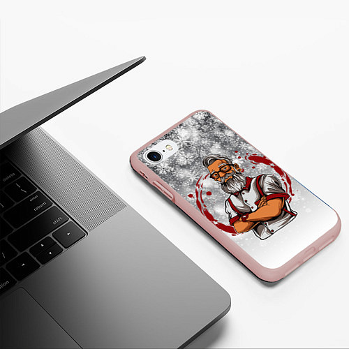 Чехол iPhone 7/8 матовый Санта в домашнем / 3D-Светло-розовый – фото 3