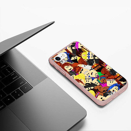 Чехол iPhone 7/8 матовый ROBLOX / 3D-Светло-розовый – фото 3