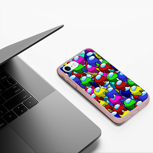 Чехол iPhone 7/8 матовый AMONG US / 3D-Светло-розовый – фото 3