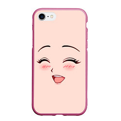 Чехол iPhone 7/8 матовый Сonfused anime face, цвет: 3D-малиновый