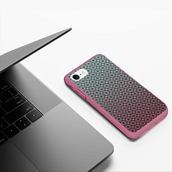 Чехол iPhone 7/8 матовый Квадратики и звёздочки, цвет: 3D-малиновый — фото 2