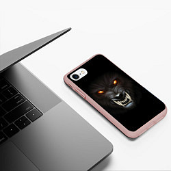 Чехол iPhone 7/8 матовый Злой Волк, цвет: 3D-светло-розовый — фото 2