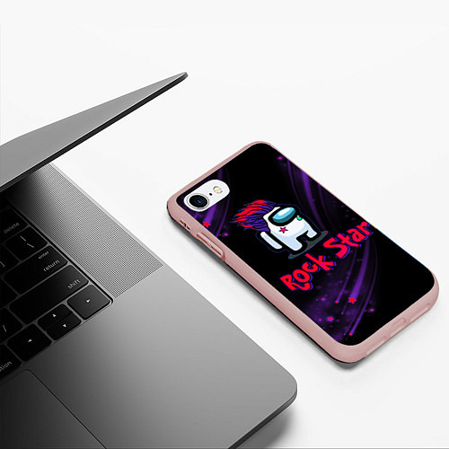 Чехол iPhone 7/8 матовый Among Us Rock Star / 3D-Светло-розовый – фото 3