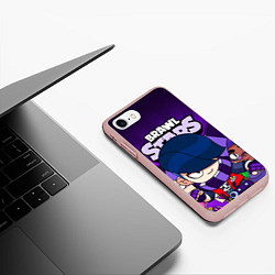 Чехол iPhone 7/8 матовый BRAWL STARS EDGAR, цвет: 3D-светло-розовый — фото 2