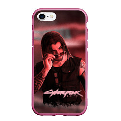 Чехол iPhone 7/8 матовый Johnny Silverhand Cyberpunk, цвет: 3D-малиновый