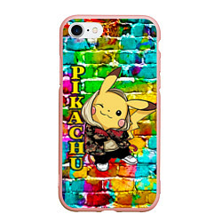 Чехол iPhone 7/8 матовый Pikachu, цвет: 3D-светло-розовый