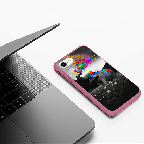 Чехол iPhone 7/8 матовый Слон / 3D-Малиновый – фото 3
