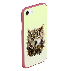 Чехол iPhone 7/8 матовый Арт сова яркая, цвет: 3D-малиновый — фото 2